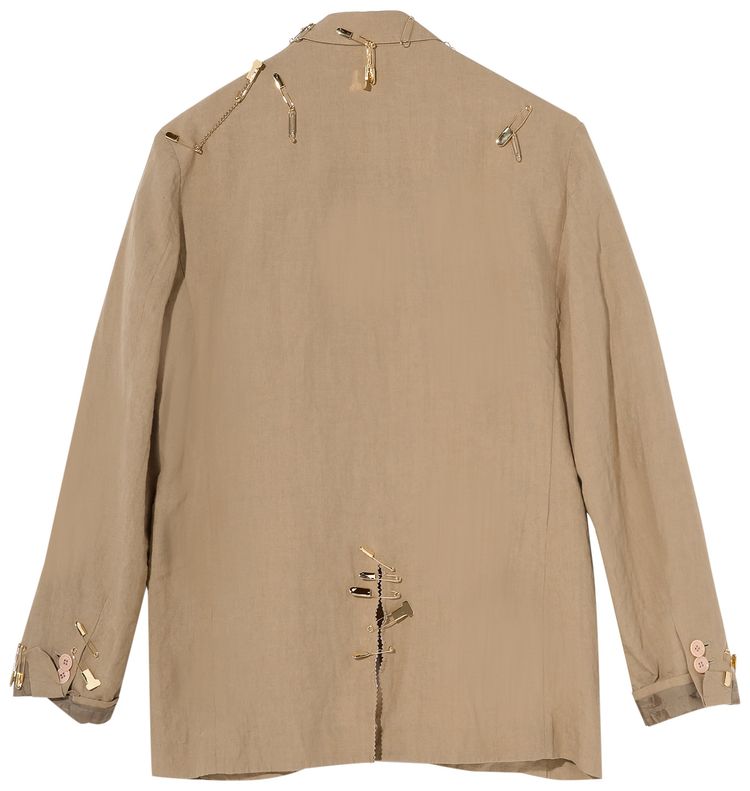 Undercover Linen Blazer With Zip Detail Brown Check