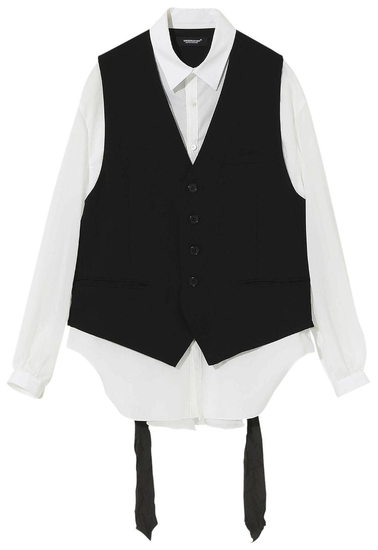 Undercover Sheer Shirt With Vest Black