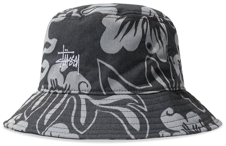 Stussy Nylon Hawaiian Bucket Hat White
