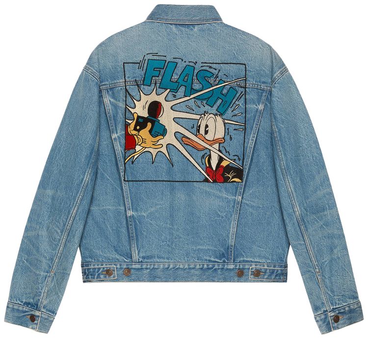Gucci x Disney Donald Duck Eco Washed Denim Jacket Light Blue