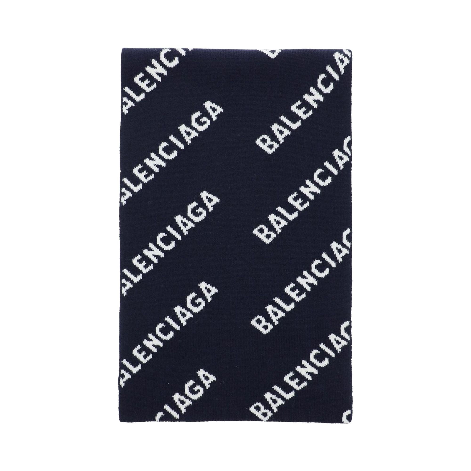 Buy Balenciaga All Over Logo Scarf 'Navy/White' - 633719 T1567