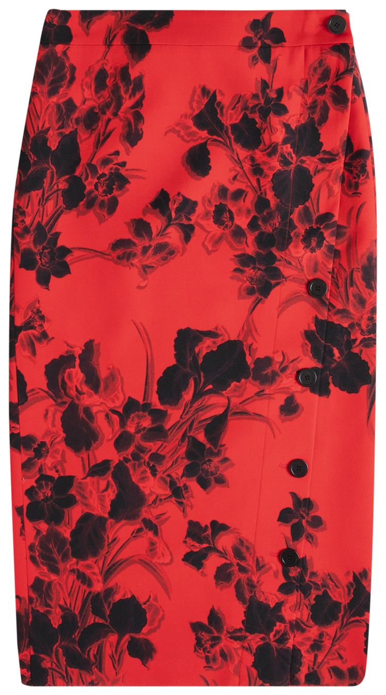 Balenciaga Buttoned Slit Skirt Red