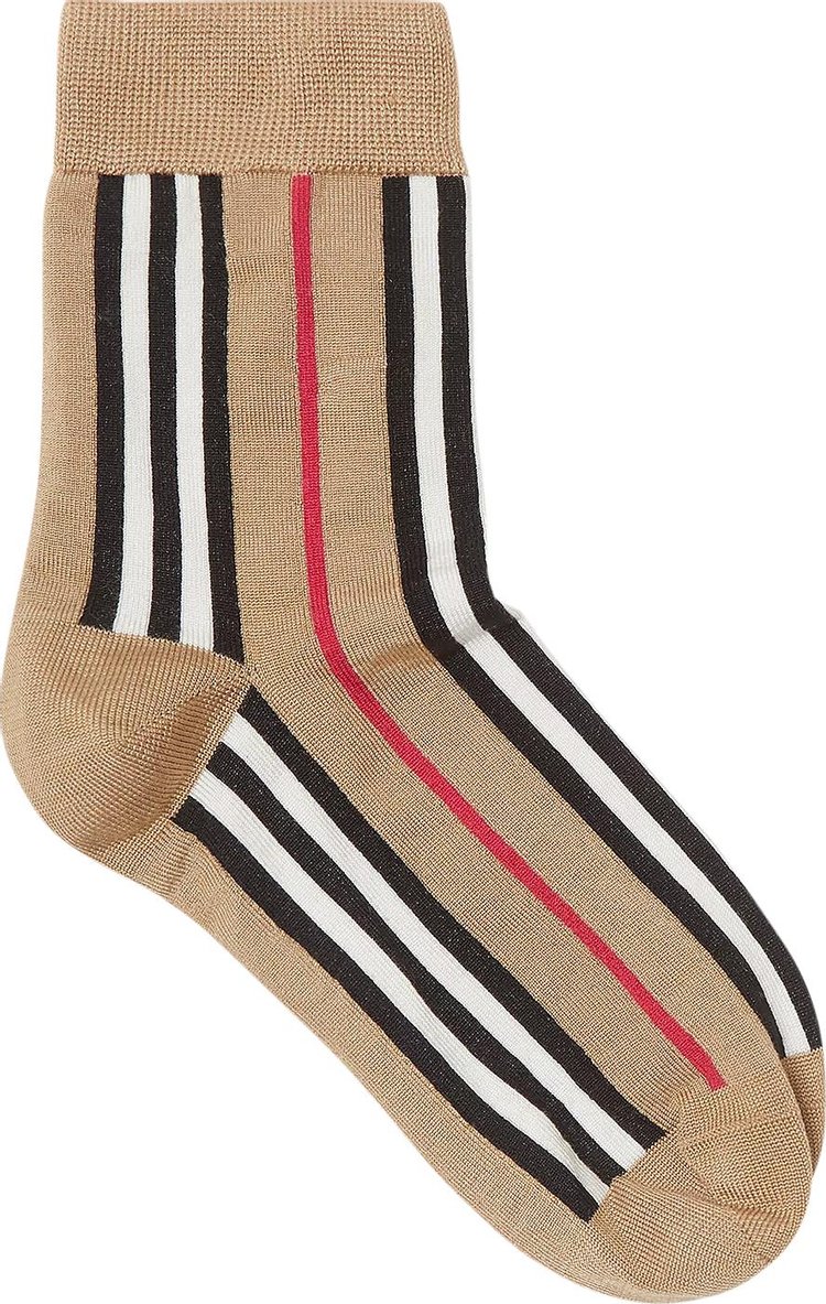 Burberry Icon Stripe Intarsia Ankle Socks Archive Beige