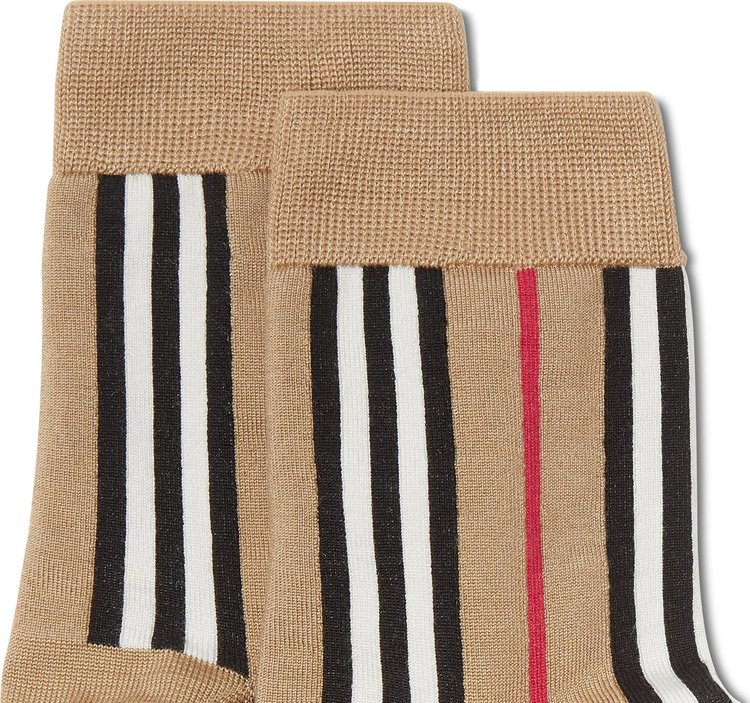 Burberry Icon Stripe Intarsia Ankle Socks Archive Beige