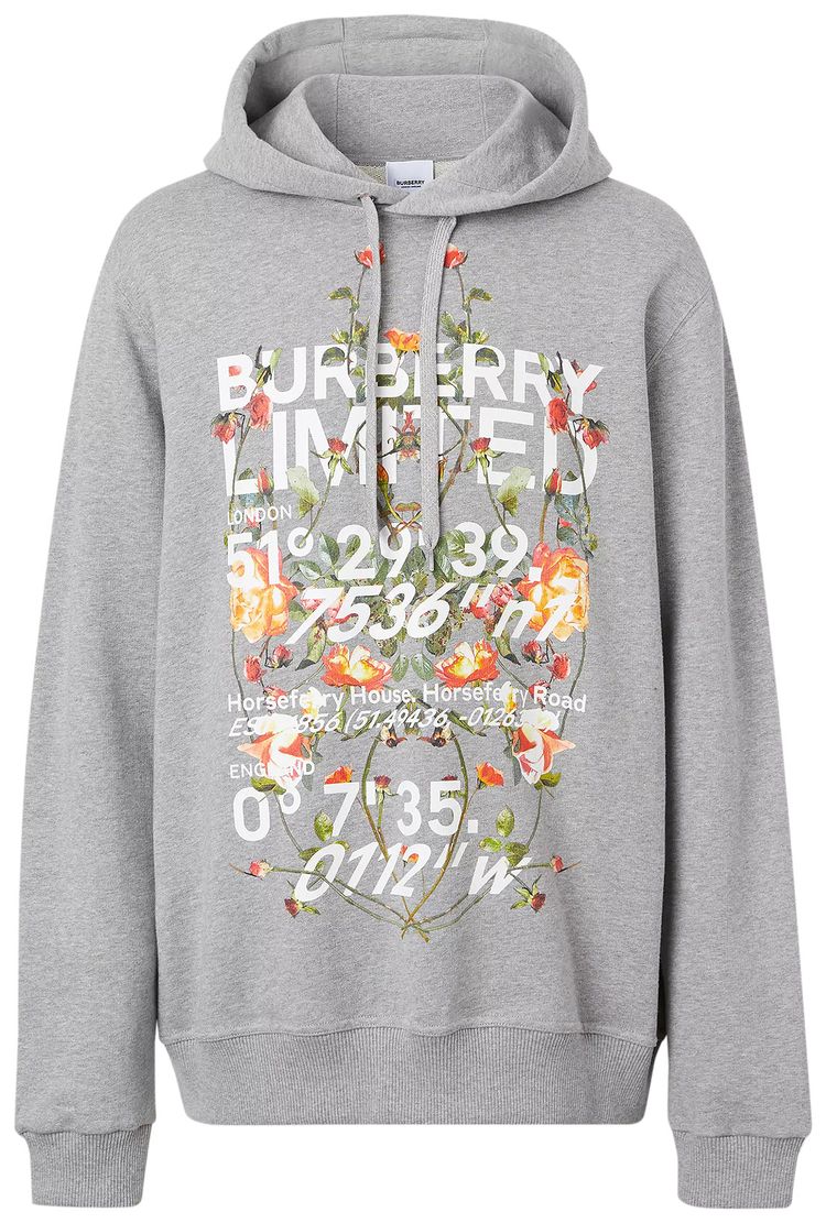 Burberry Montage Print Hoodie Pale Grey Melange
