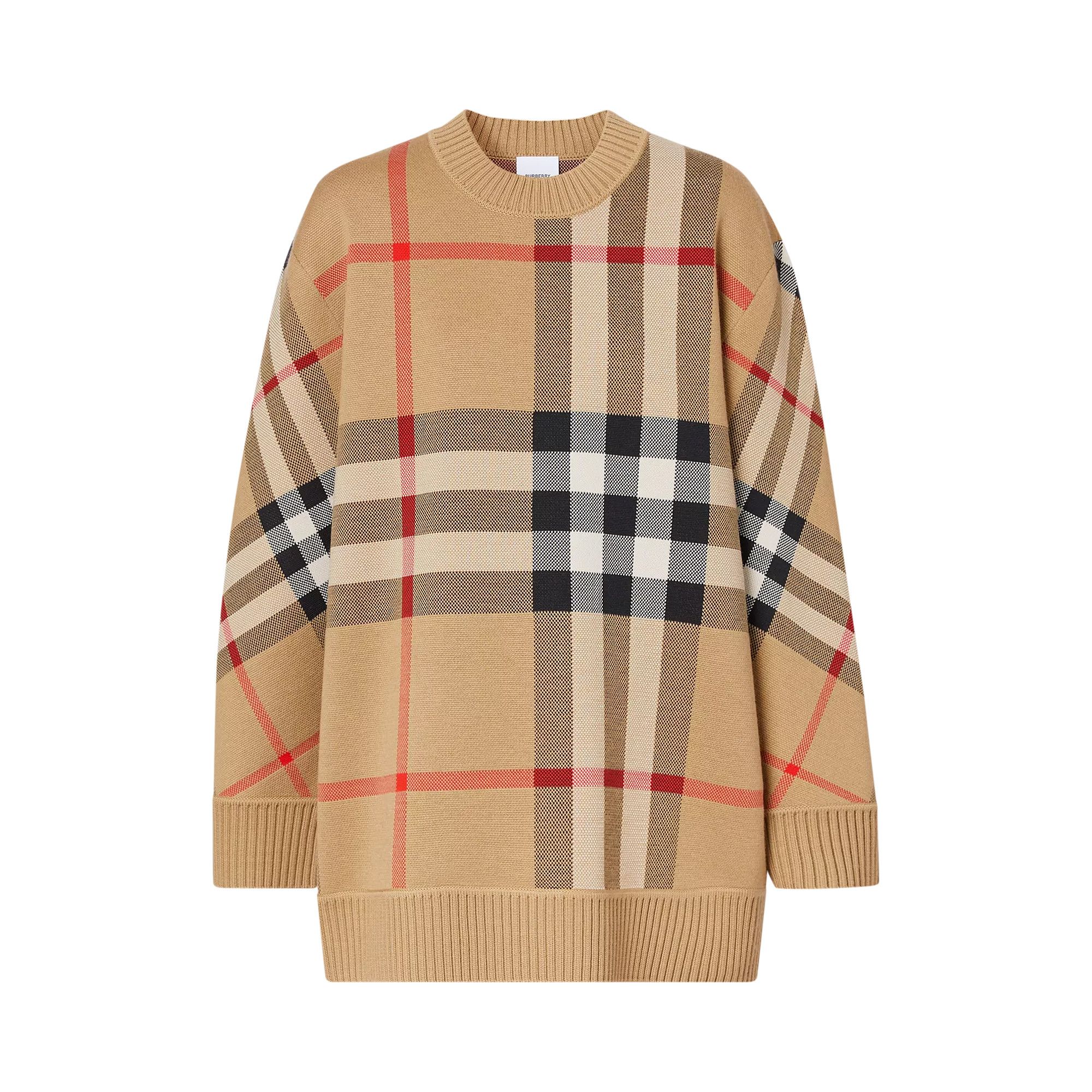 Buy Burberry Check Technical Merino Wool Jacquard Sweater 'Archive