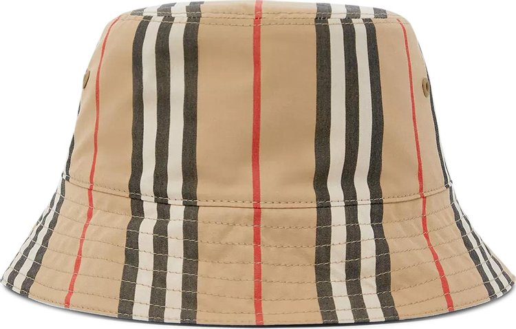 Burberry Reversible Icon Stripe Bucket Hat Archive Beige