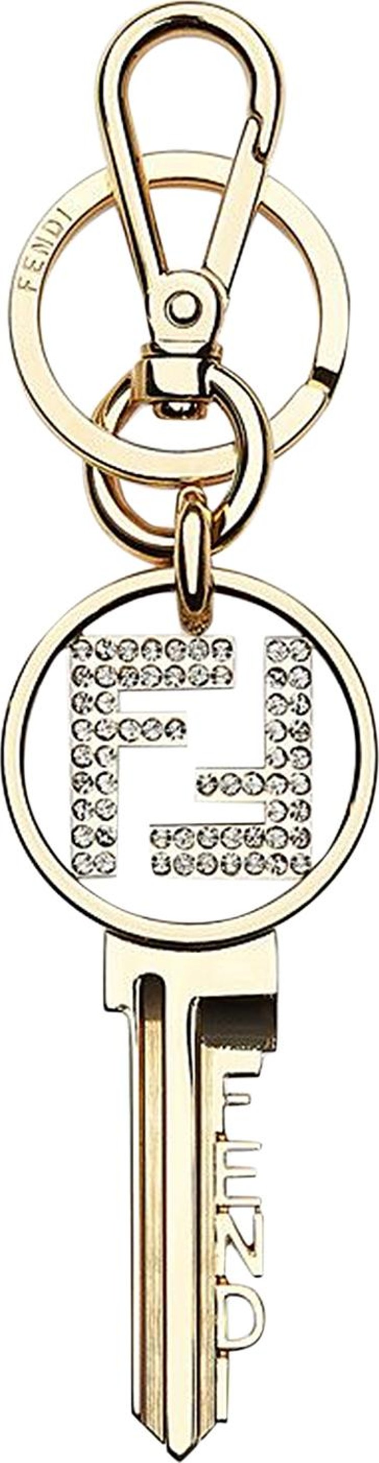 Fendi Golden Metal Key Ring 'Black/Diamond'