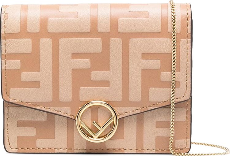 Fendi Leather Chain Wallet 'Beige/Gold'