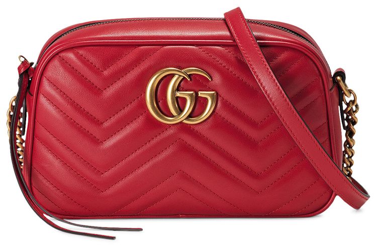 Gucci GG Marmont Small Matelasse Shoulder Bag Hibiscus Red