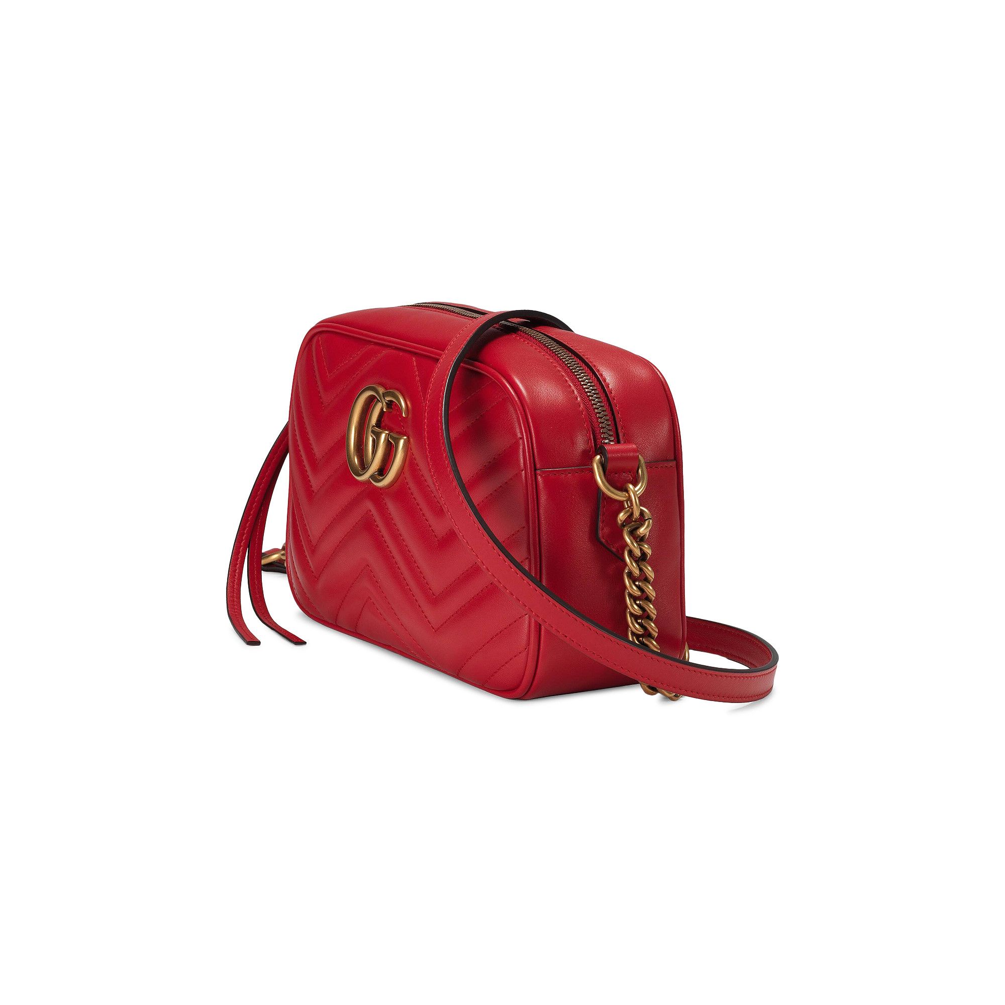 Gucci GG Marmont Small Matelasse Shoulder Bag Hibiscus Red