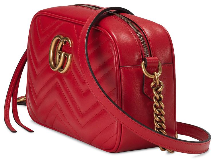 Gucci GG Marmont Small Matelasse Shoulder Bag Hibiscus Red
