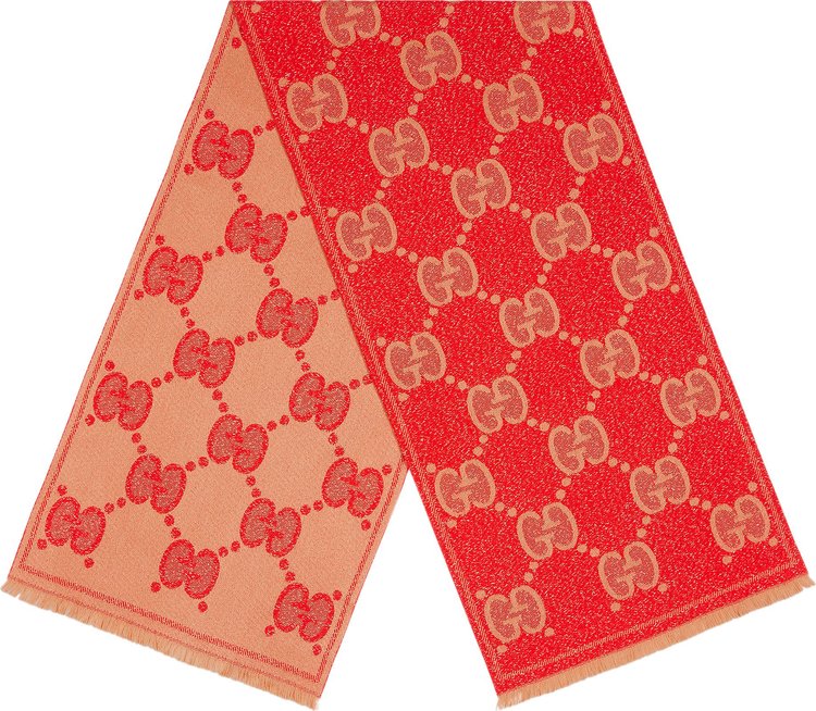 Gucci GG Wool Jacquard Scarf Orange