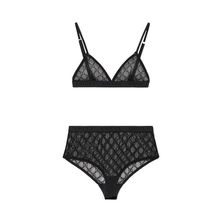 Gucci GG Tulle Lingerie Set Black