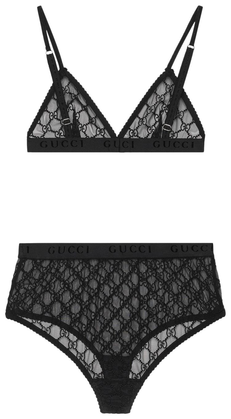 Gucci GG Tulle Lingerie Set Black