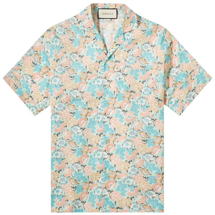 Gucci x Liberty London Print Logo Vacation Shirt Turquoise
