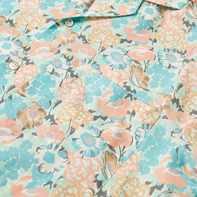 Gucci x Liberty London Print Logo Vacation Shirt Turquoise