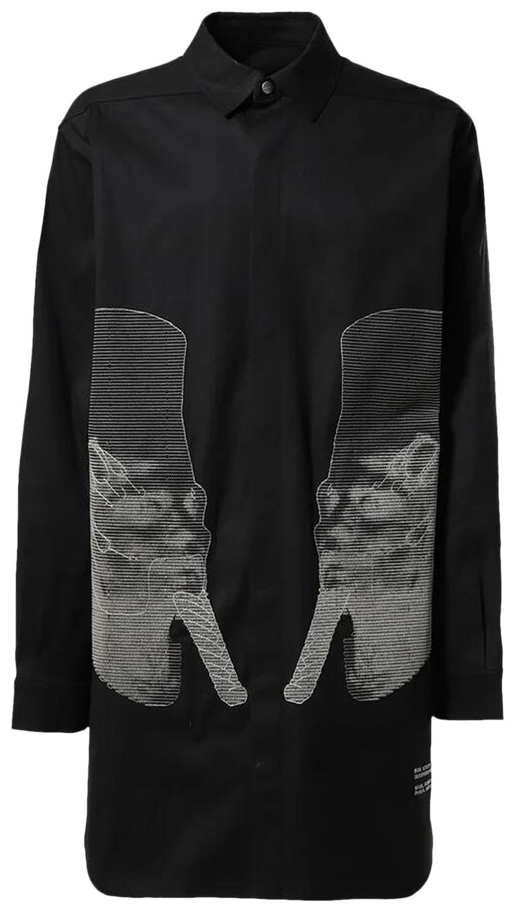 Rick Owens Pharaoh Embroidered Shirt Jacket BlackPearl