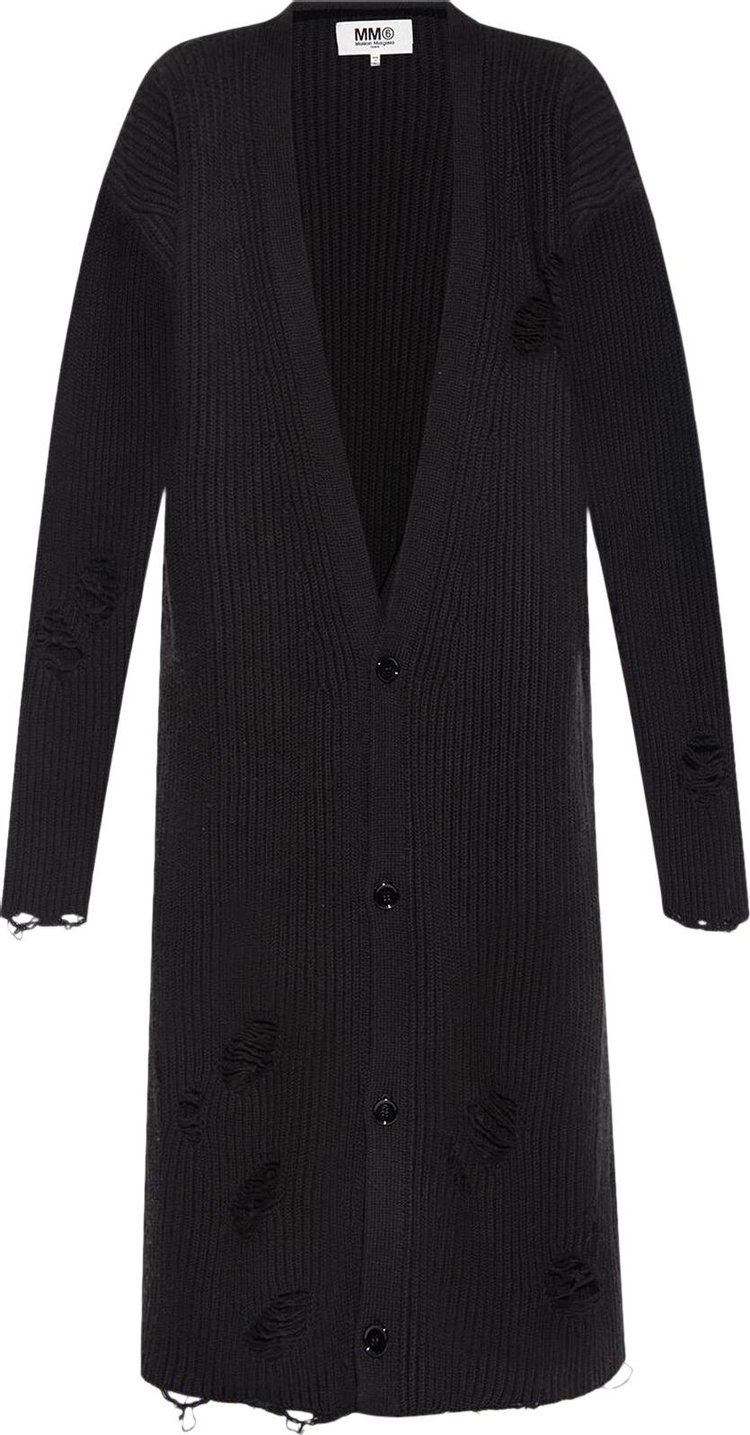 MM6 Maison Margiela Distressed Knitted Coat Black