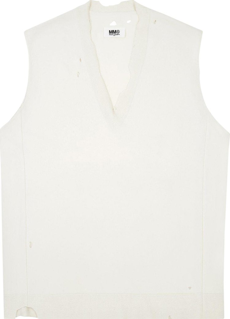 MM6 Maison Margiela V Neck Sleeveless Wool Dress 'Off White'