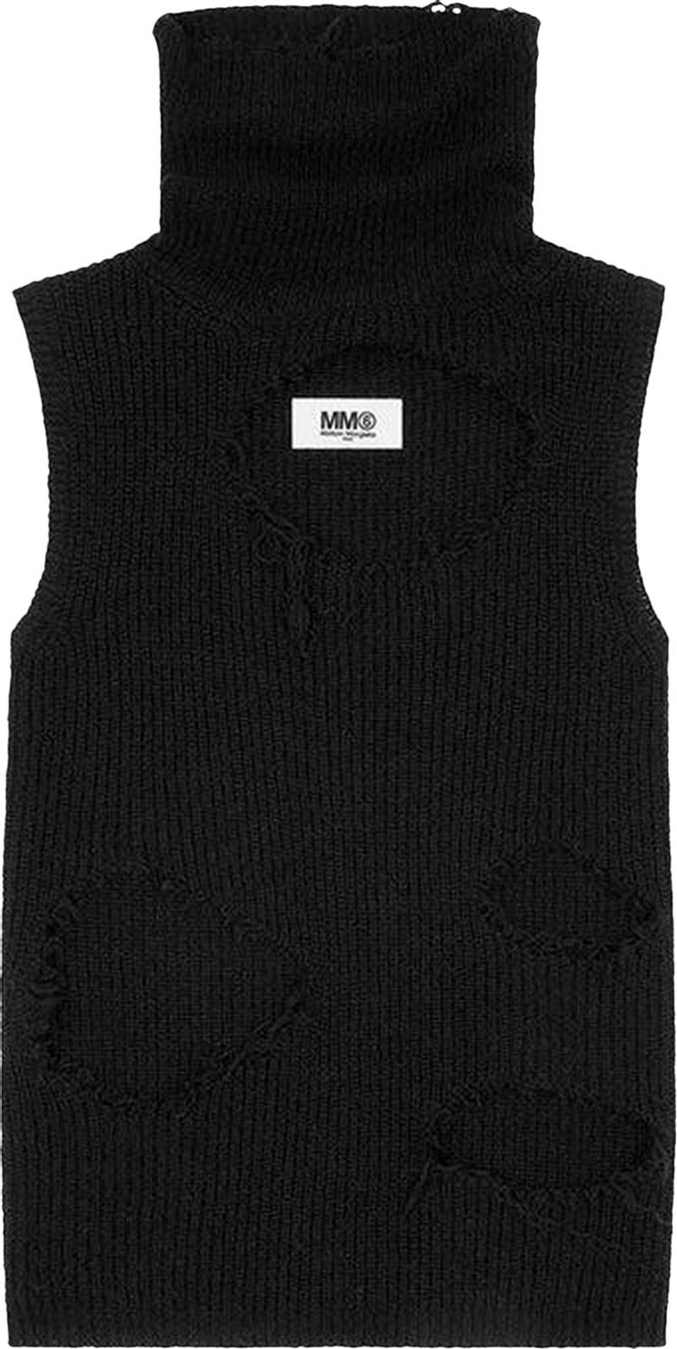 MM6 Maison Margiela Distressed Sleeveless Jumper Black