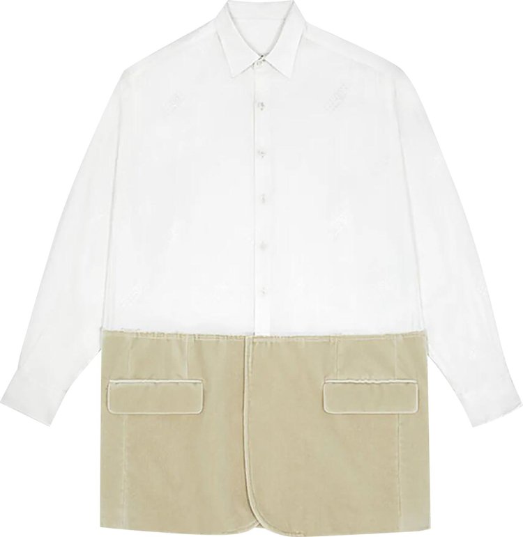 MM6 Maison Margiela Spliced Embroidered Shirt Dress 'Off White/Stone'