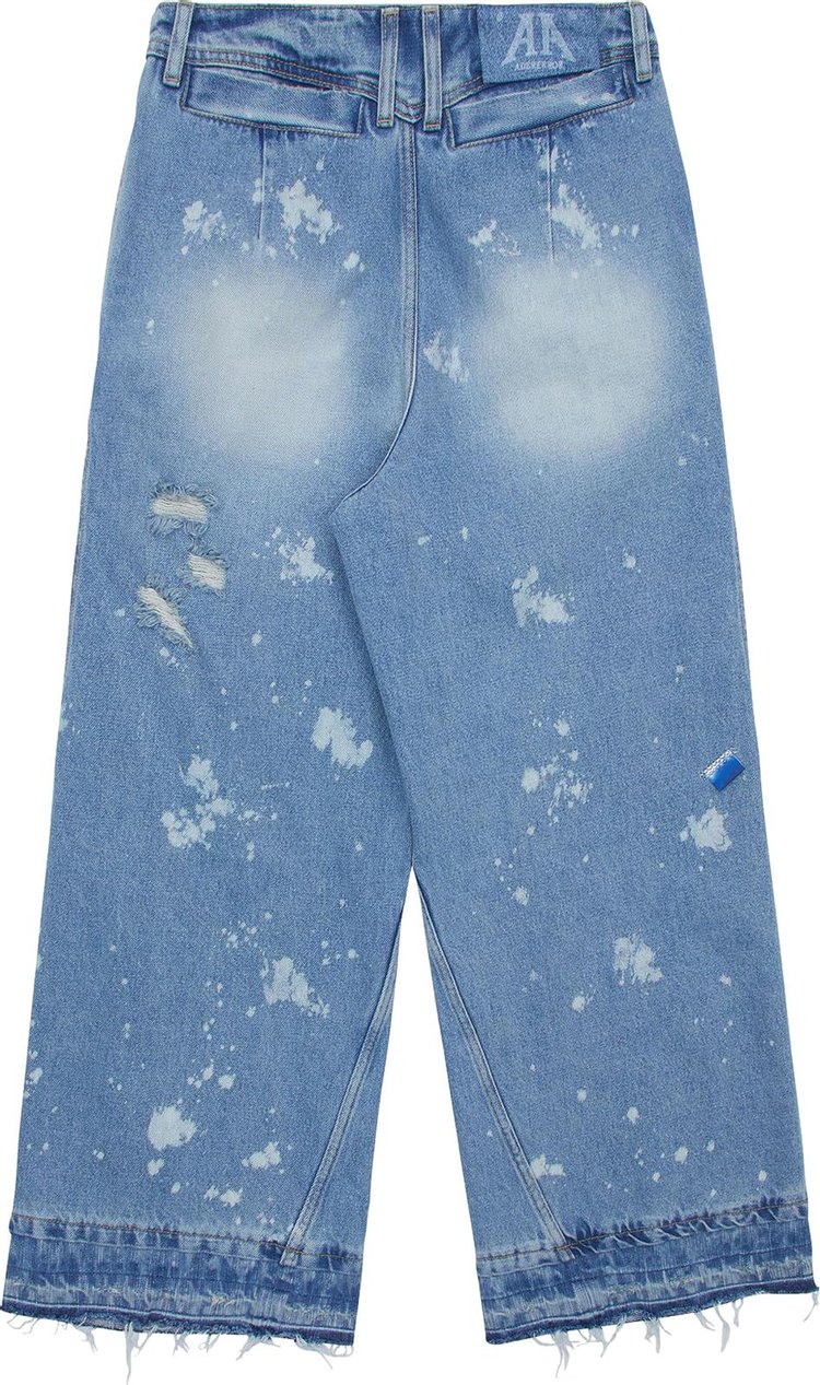 Ader Error Distressed Wide Leg Jeans Blue