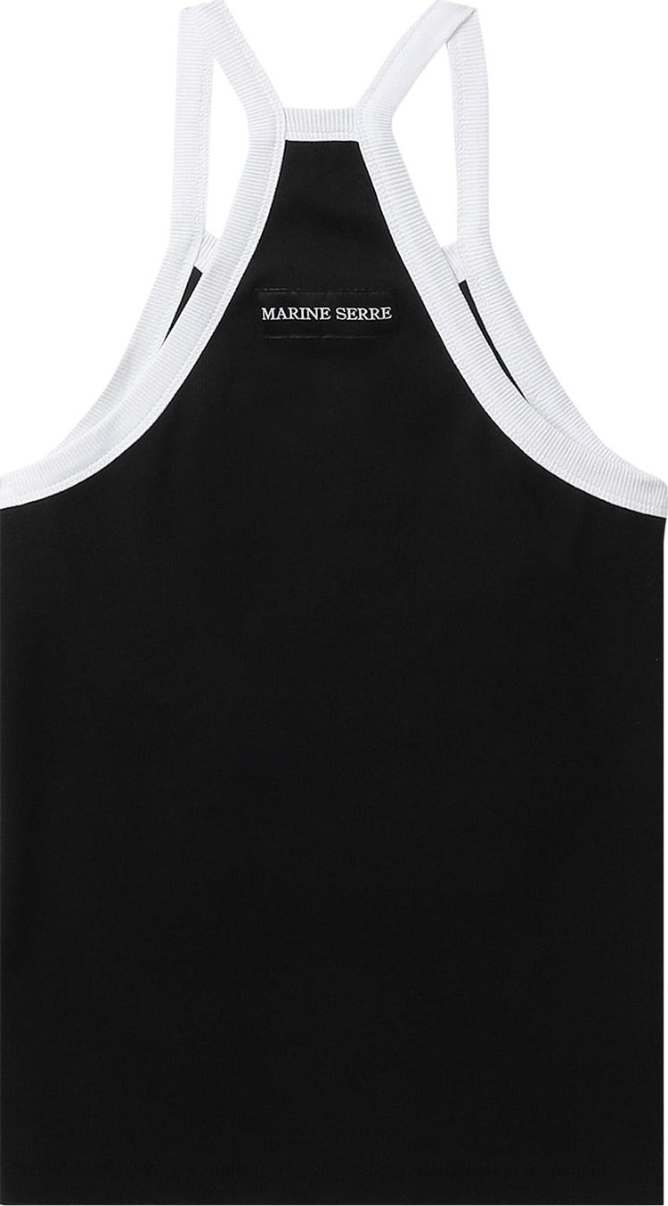 Marine Serre Crescent Moon Embroidered Tank Top Black