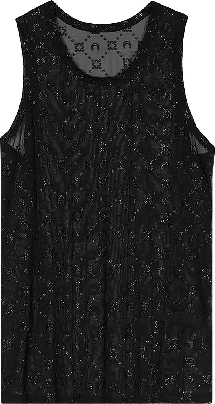 Marine Serre Regenerated Mesh Flock Glitter Tank Top Black