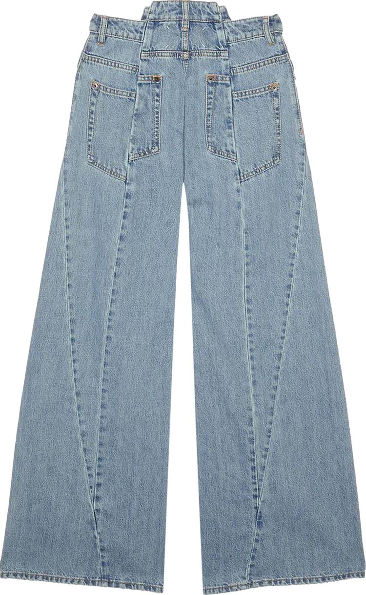 Maison Margiela Decortique Asymmetric Wide Leg Jeans Blue