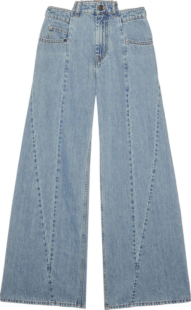 Maison Margiela Decortique Asymmetric Wide Leg Jeans Blue