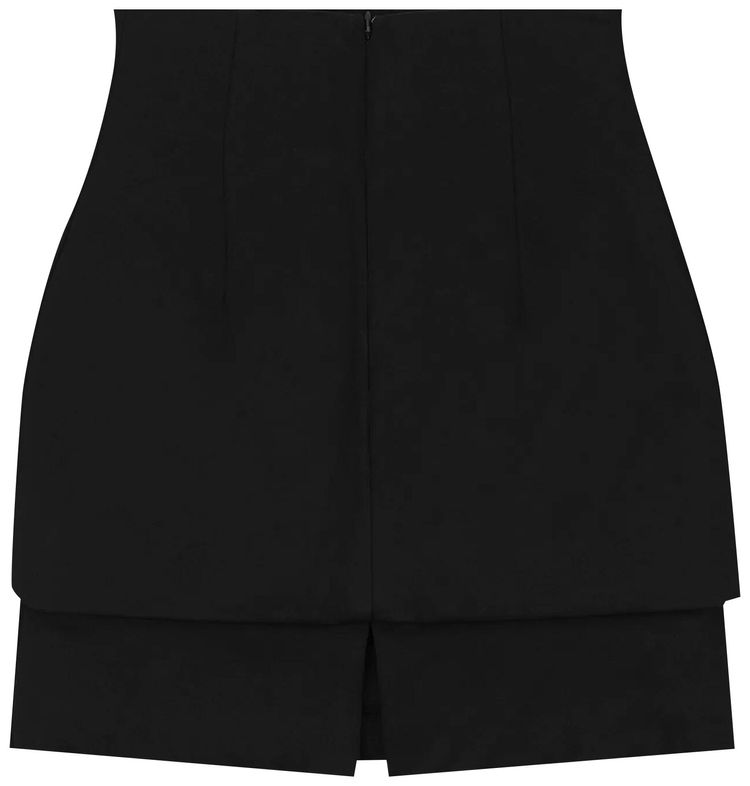 032C Two Button Plackets Short Skirt Black