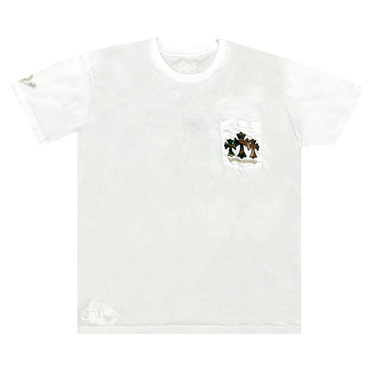 Chrome Hearts Triple Cross Horseshoe Logo Pocket T Shirt WhiteCamo