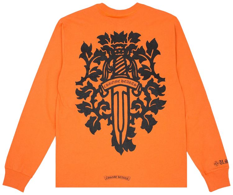 Chrome Hearts Vine Dagger Long Sleeve T Shirt OrangeBlack