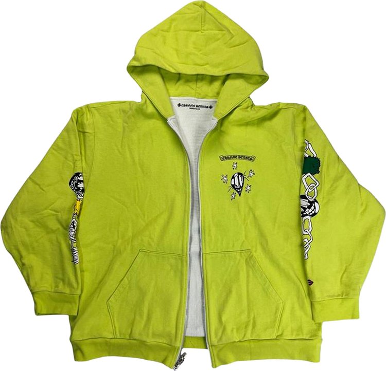 Chrome Hearts Matty Boy Link Zip Up Hoodie Lime Green