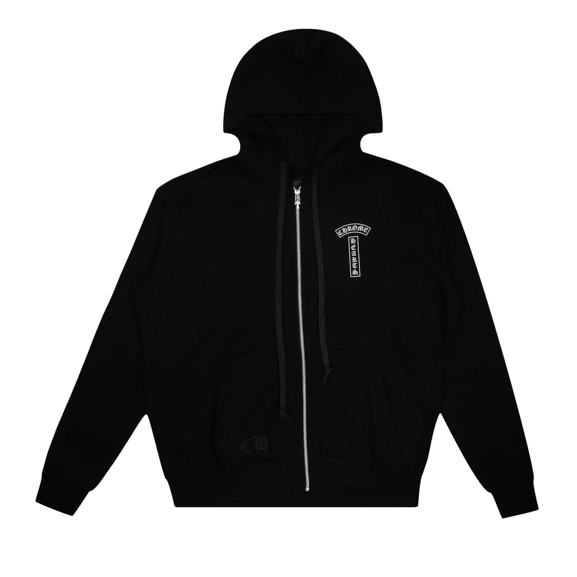 Size xl Chrome Hearts T Logo USA Shoulder Zip Up Hoodie 'Black'