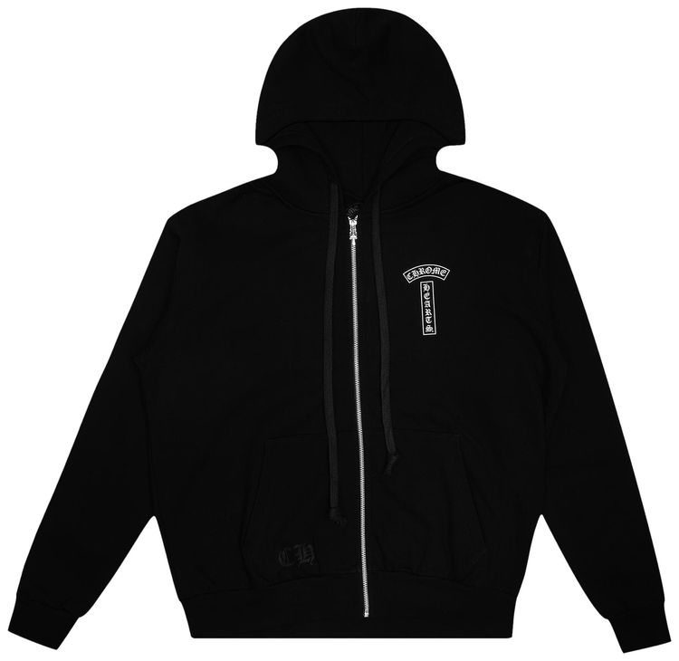 Chrome Hearts T Bar Logo USA Shoulder Zip Up Hoodie Black