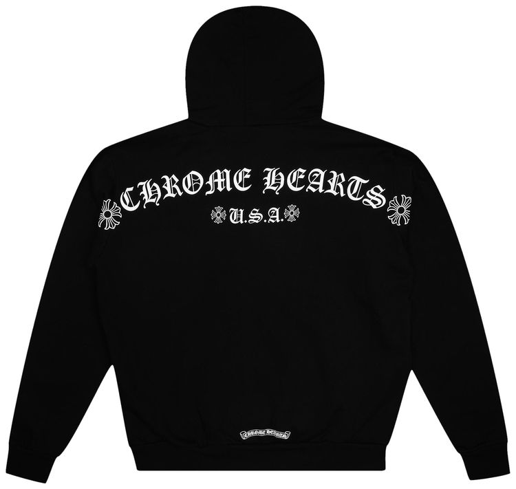 Chrome Hearts T Bar Logo USA Shoulder Zip Up Hoodie Black