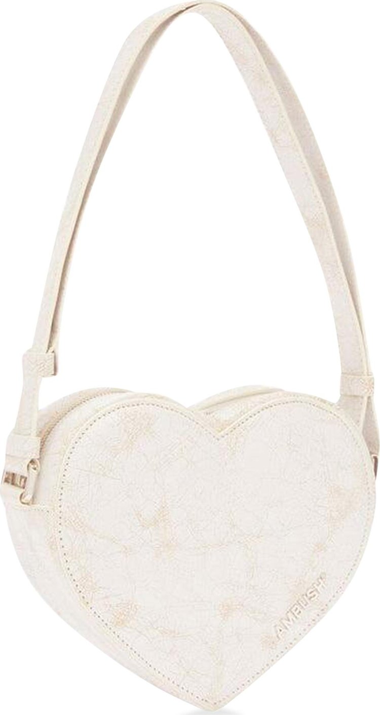 Ambush Heart Leather Shoulder Bag White