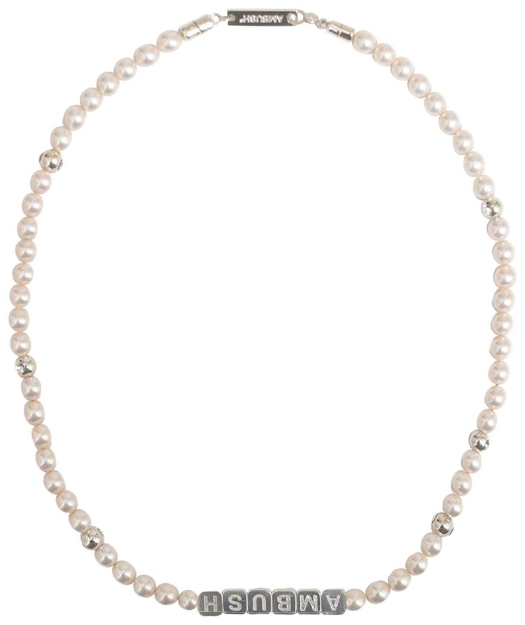 Ambush Pearl Letterblock Necklace Silver