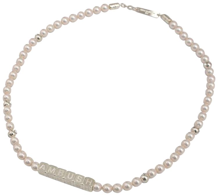 Ambush Pearl Letterblock Necklace Silver