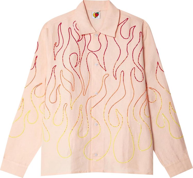 Sky High Farm Workwear Flame Embroidered Shirt 'Pink'