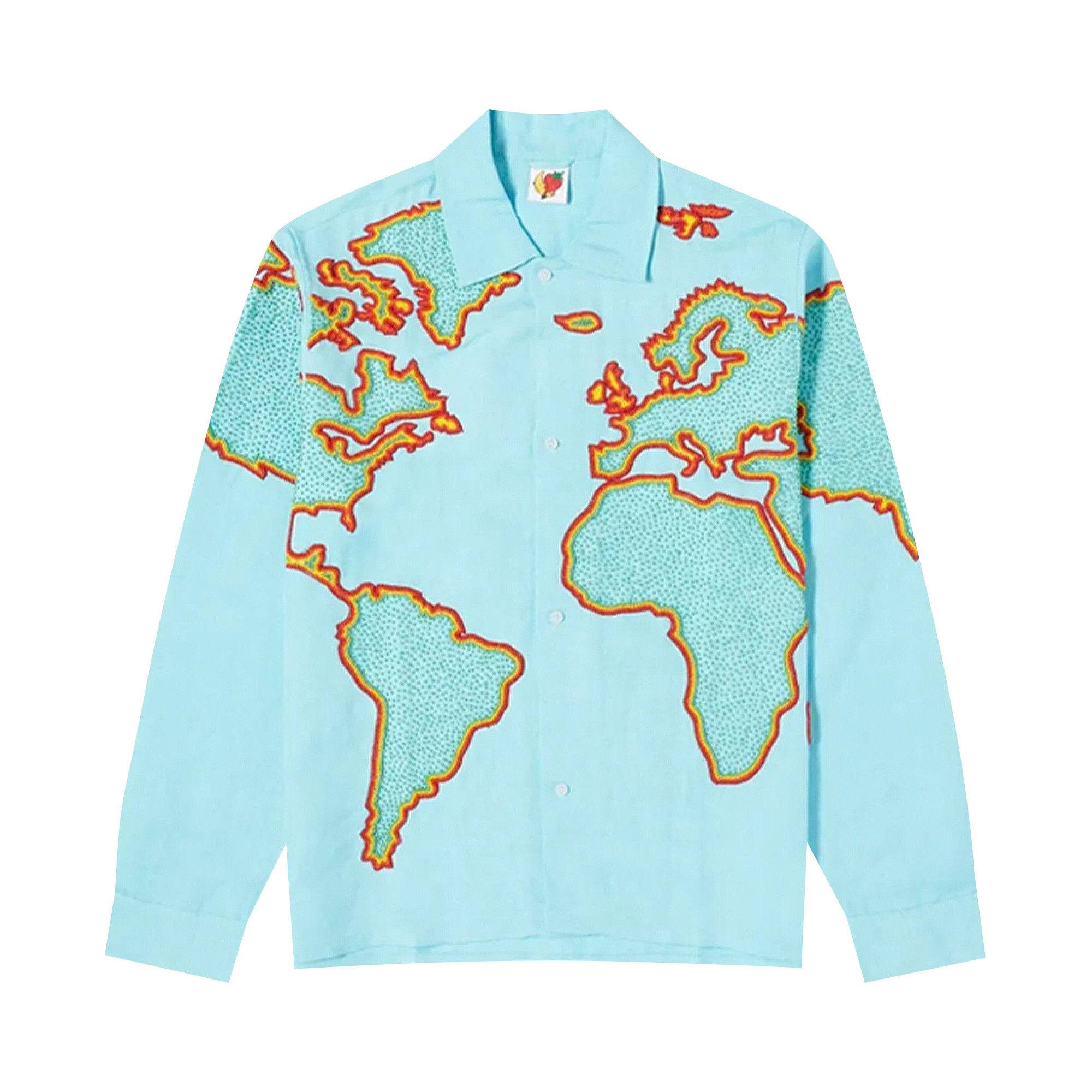 Buy Sky High Farm Workwear World Map Embroidered Shirt 'Blue