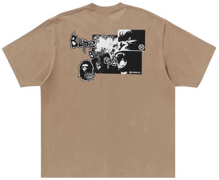 BAPE Mad Ape Graphic Logo Relaxed Fit Tee Beige