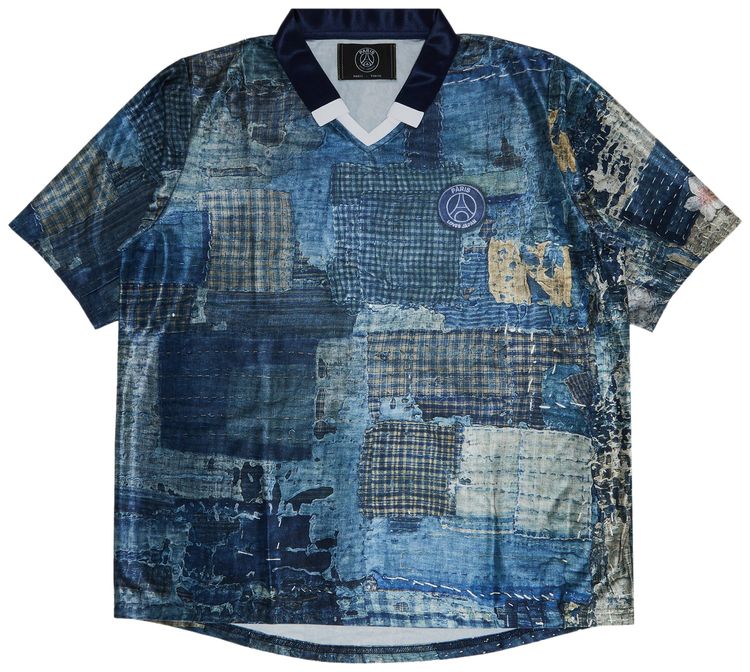 Paris Saint Germain x EDIFICE Japan Boro Printed Uniform Like Shirt Navy
