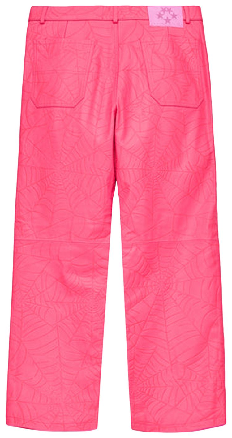 Sp5der Debossed Web Leather Pant Pink