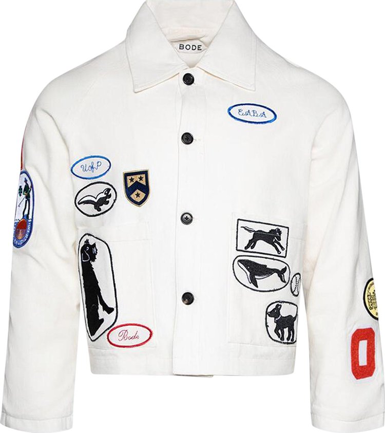 Bode Cambridge Patch Jacket WhiteMulticolor