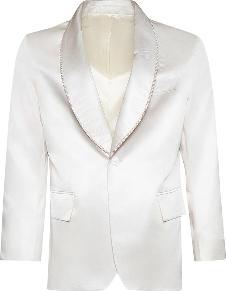 Bode Roping Shawl Collar Tuxedo Jacket Ecru