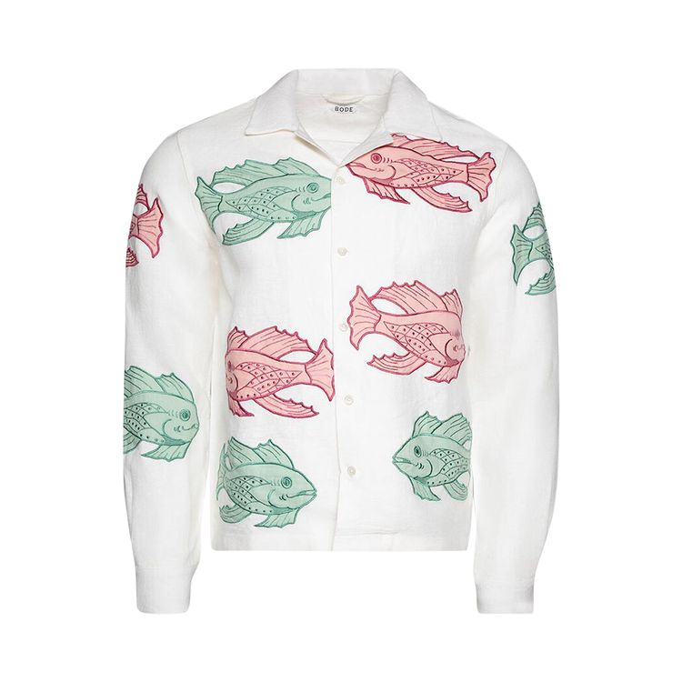 Bode Piscine Applique Long Sleeve Shirt WhiteMulticolor