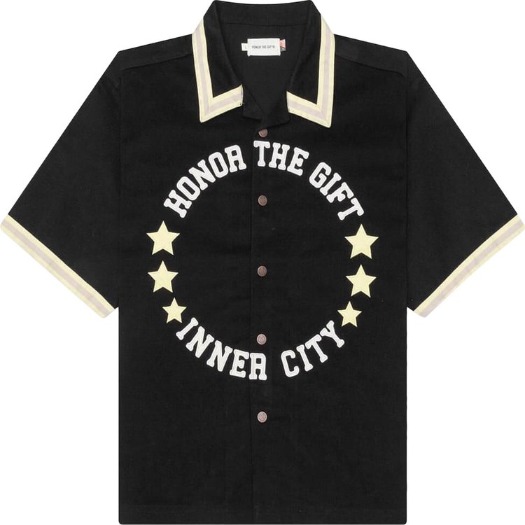 Honor The Gift Tradition Short Sleeve Snap Up Shirt Black